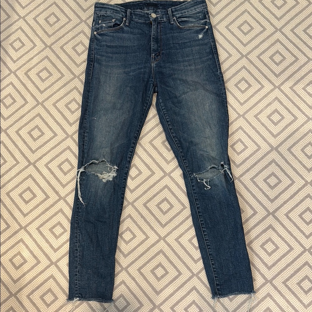 Women's Distressed Blue Jeans